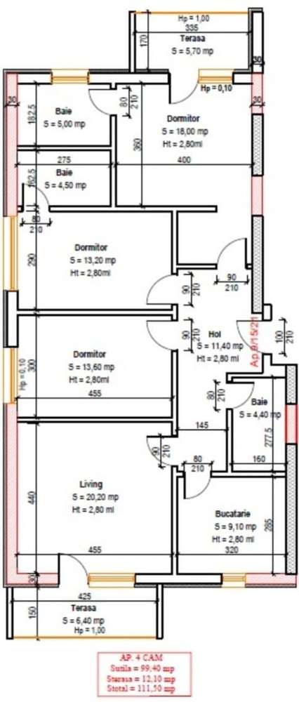 AP. 4CAM+3BAI IN BLOC P+3 / PROIECT PREMIUM -METROU N TECLU!