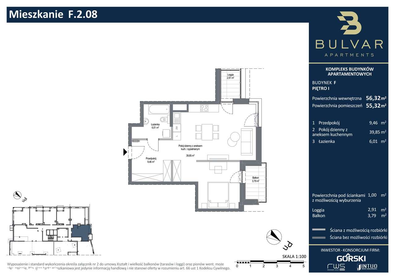 Bulvar Apartments | mieszkanie 2-pok. | F.2.08 - Pełny obrazek: 2/9