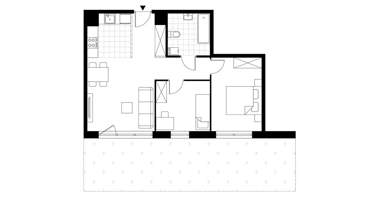 3-pokojowe mieszkanie 54m2 + ogródek - Pełny obrazek: 2/8