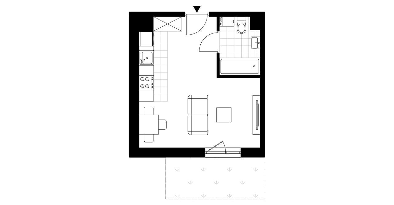 1-pokojowe mieszkanie 25m2 + ogródek - Pełny obrazek: 3/8