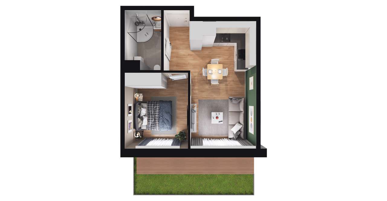 2-pokojowe mieszkanie 34m2 + ogródek Bezpośrednio - Pełny obrazek: 2/8