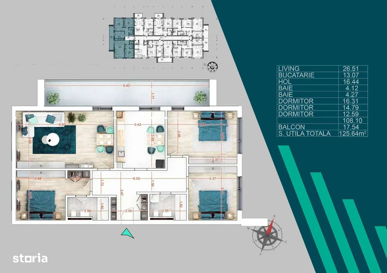 4 camere Decomandat Izolatie Fonica Proiect Nou Metrou N. Teclu 12 Min - Imagine principală: 2/11