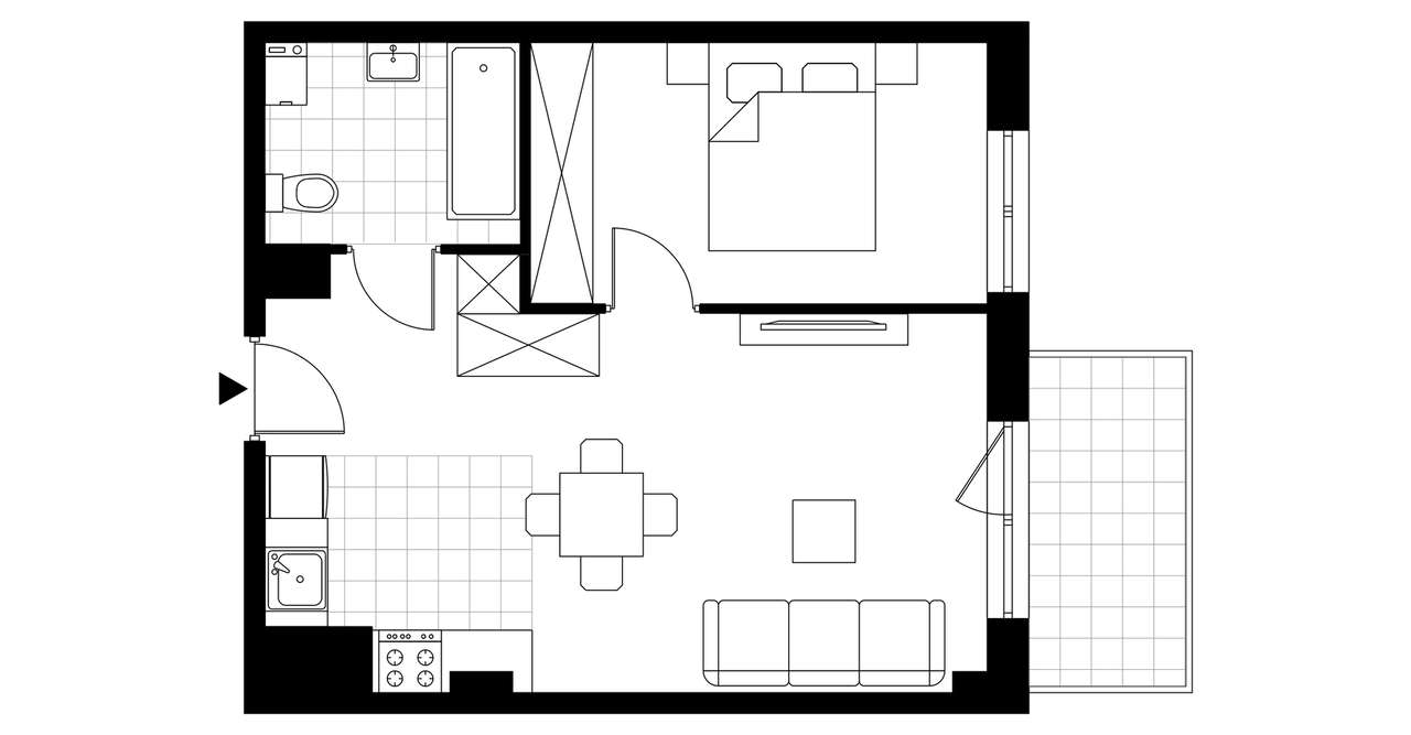 1-pokojowy apartament inwestycyjny 41m2 + balkon - Pełny obrazek: 3/8