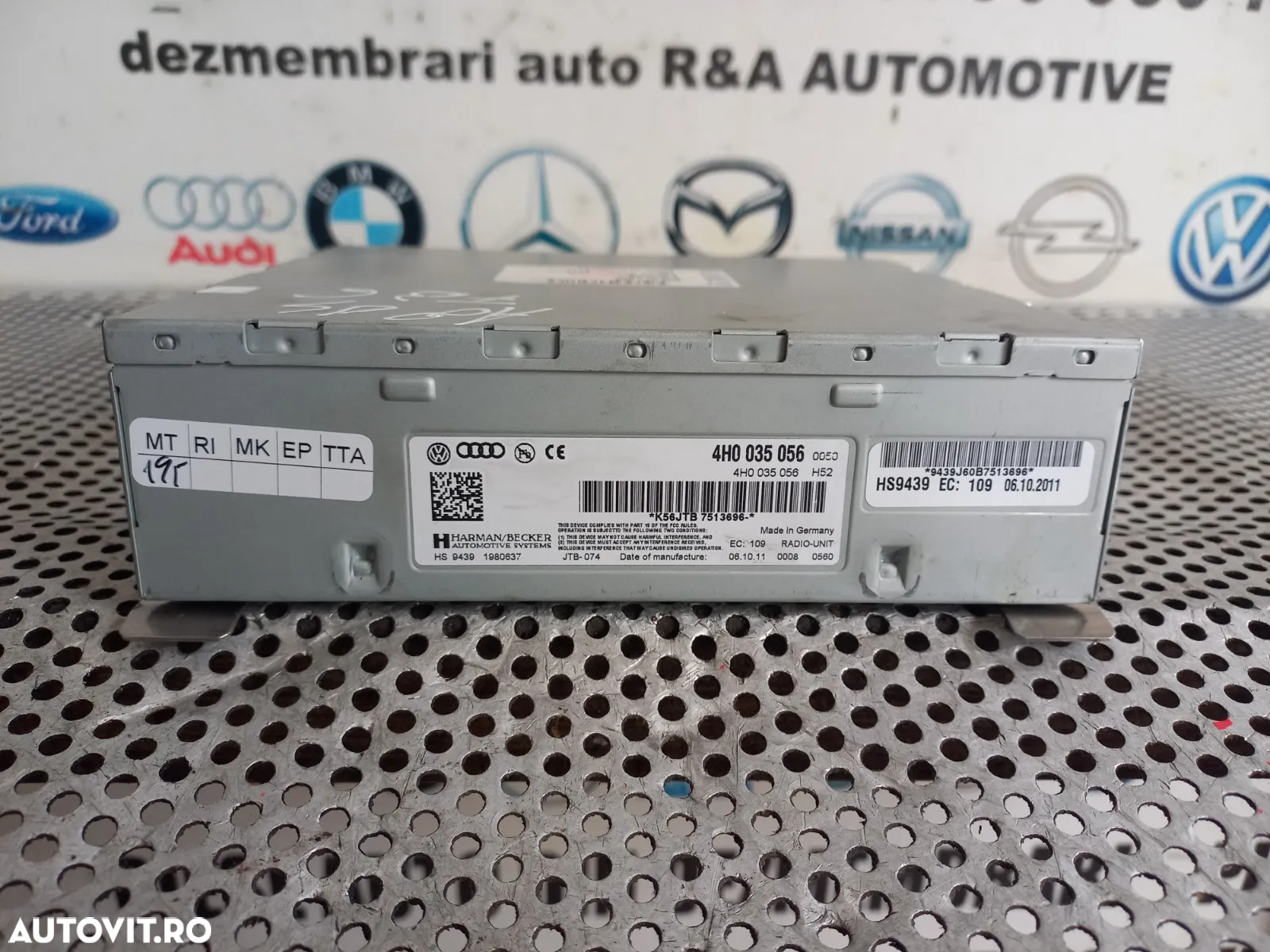 Modul RadioBox Unitate Amplificator Tuner MMI 3G+ Audi A8 4H D4 Dupa 2010 Cod 4H0035056 Dezmembrez Audi A8 4H D4 3.0 Tdi Quattro Motor CDT Cutie MXU Volan Stanga - Dezmembrari Arad - 6