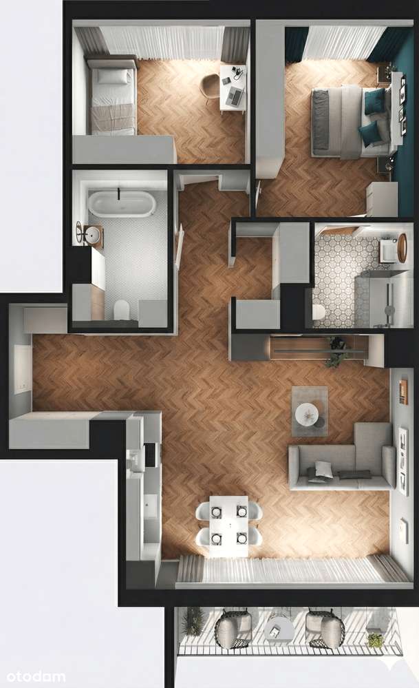 GOTOWE 3 pokoje 78.6 m2 Wilanów + balkon 7.3 m2 | Wilanów | 0% prow. - Pełny obrazek: 4/5