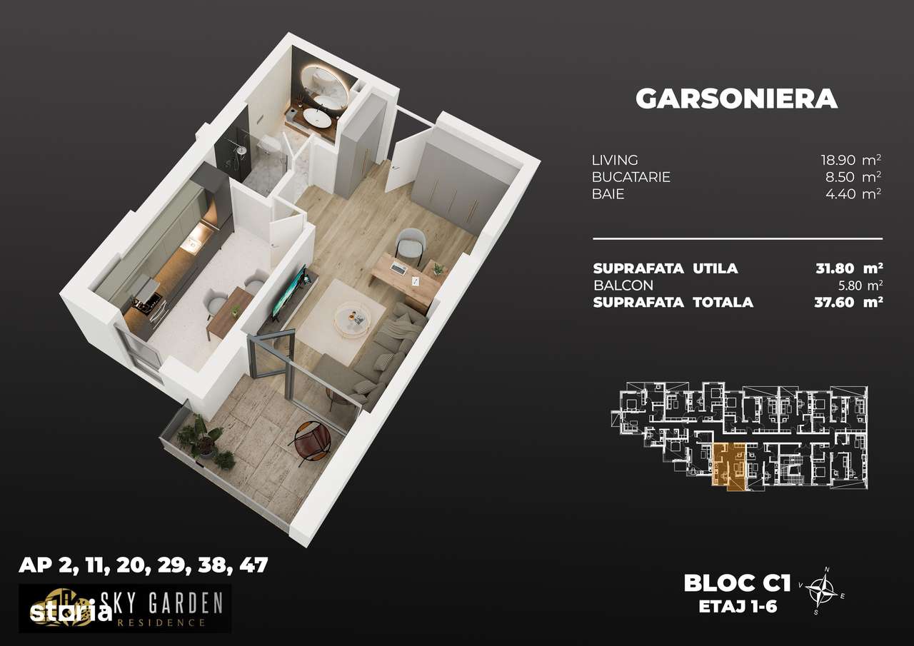 garsoniera dec 3min metrou Berceni - Imagine principală: 3/19