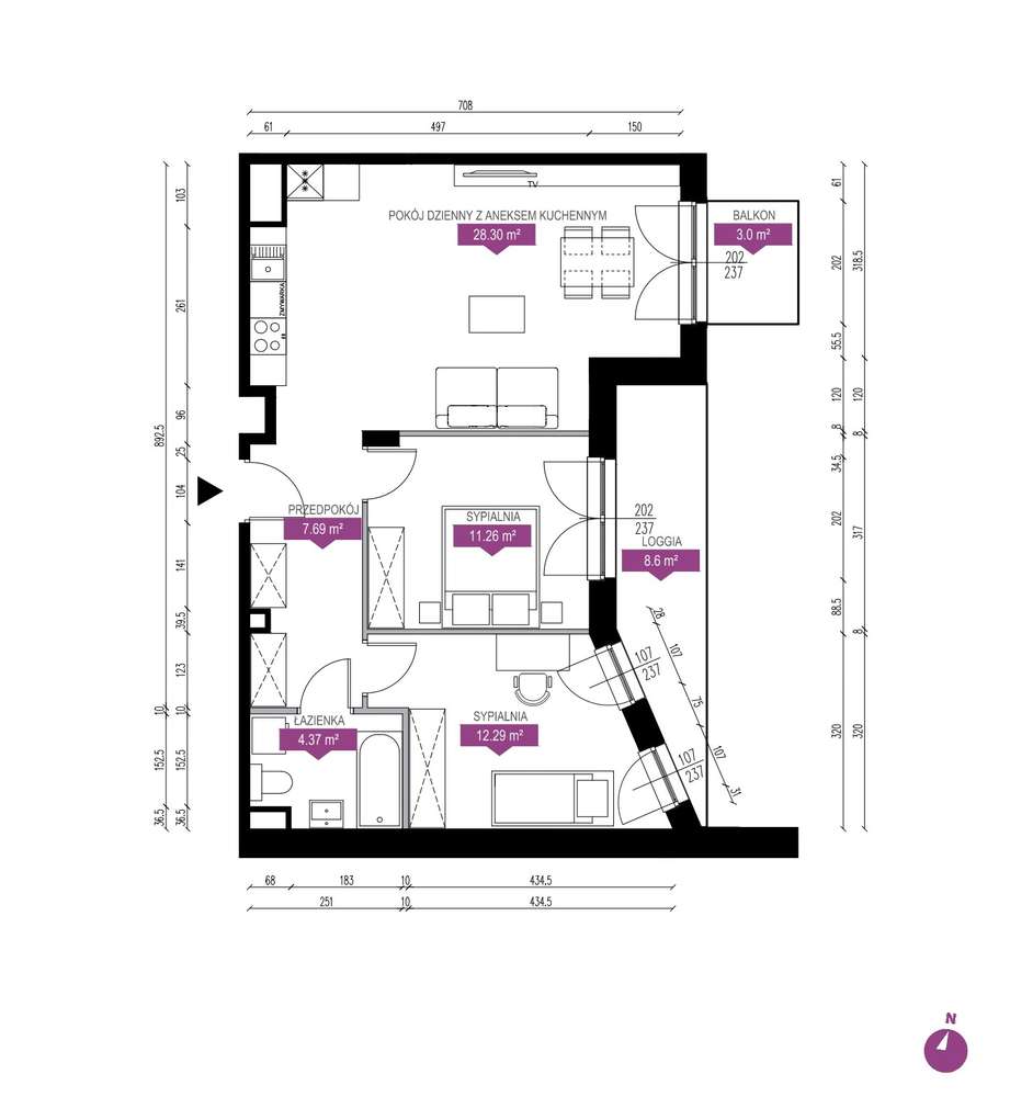 Okazja! 3 pokoje / 3 piętro / Boho / ul. Wodna / M²Poland - Pełny obrazek: 2/9