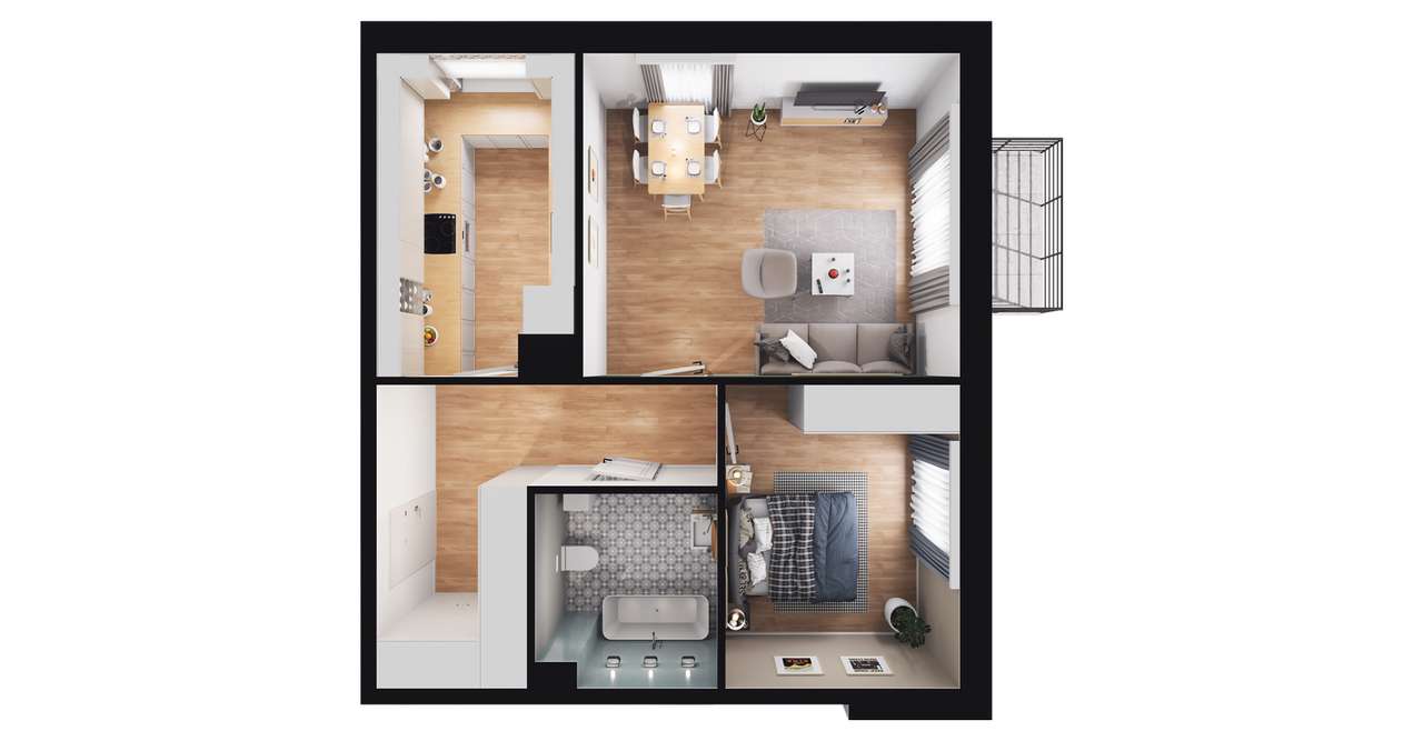 2-pokojowe mieszkanie 53m2 + balkon Bez Prowizji - Pełny obrazek: 3/8