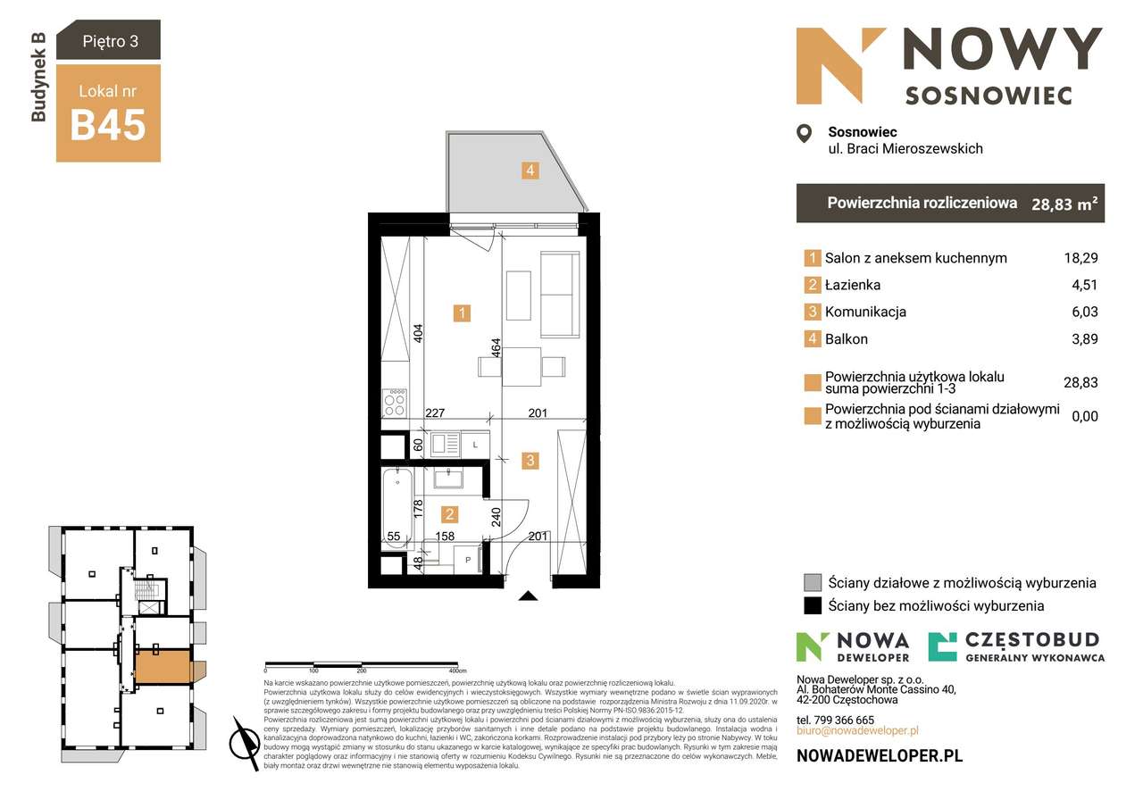 Nowy Sosnowiec | mieszkanie 1-pok. | B45 - Pełny obrazek: 2/7