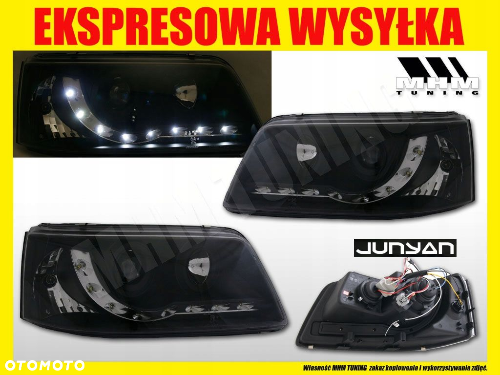 Reflektor Lampa kpl Diody Soczewka Clear Black VW Transporter T5 7h 2003- - 3