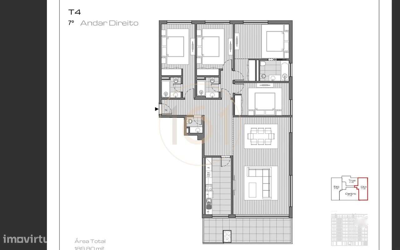 Apartamento T4 na Boavista (Foco) com varanda - Grande imagem: 5/6