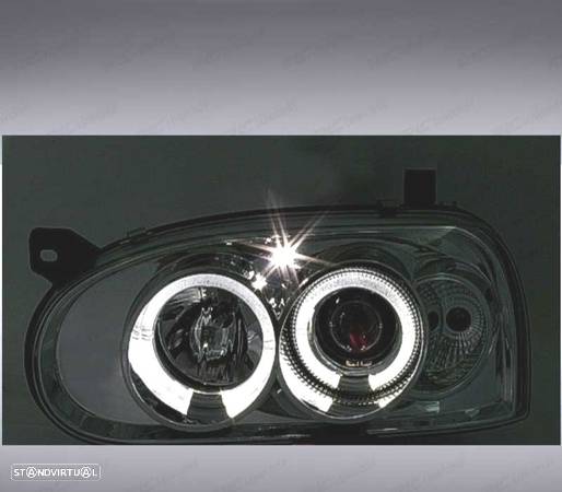 FARÓIS FRENTE ANGEL EYES PARA VOLKSWAGEN VW GOLF 3 FUNDO CROMADO H1 H1 - 2