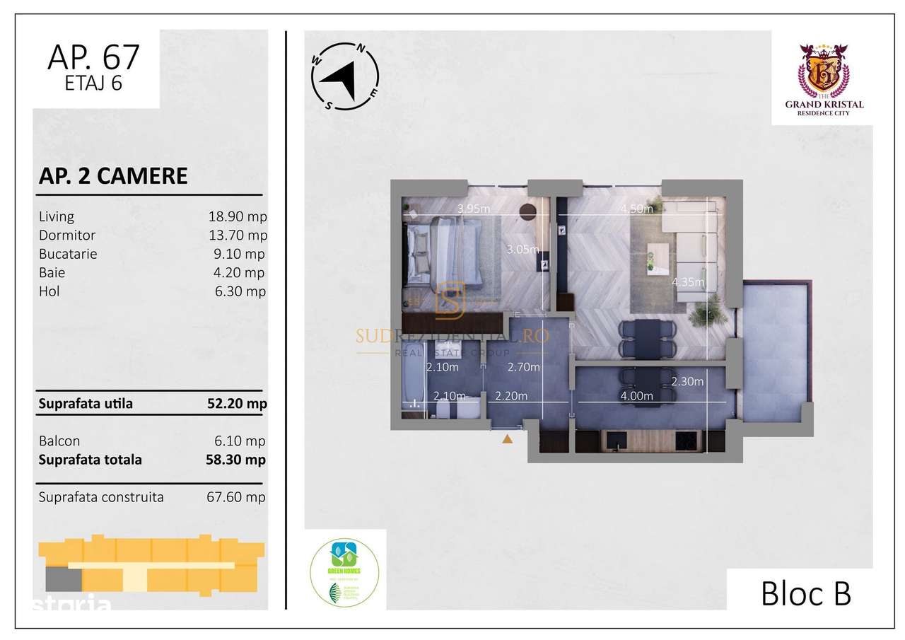 Apartament spatios, 2 camere si balcon, zona Parc Tudor Arghezi - Imagine principală: 5/20