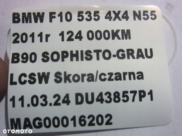BMW 5 F10 SEDAN SPRĘŻYNA KLAPY BAGAŻNIKA PRAWA SIŁOWNIK 7204367 51247204367 - 7