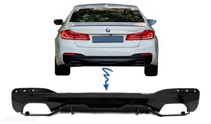 Difuzor Bara Spate compatibil cu BMW Seria 5 G30 G31 (2017+) M Performance Design Negru Lucios Tuni - 1