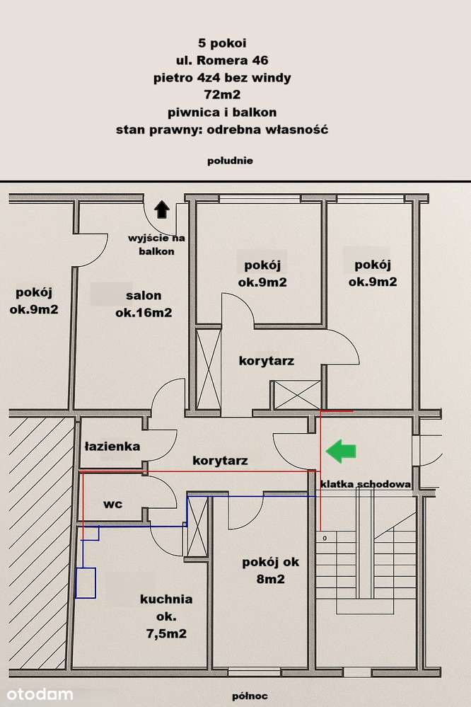 5 pokoi 72m2 os.Nałkowskich ul.Romera pietro 4z4 bez windy-9