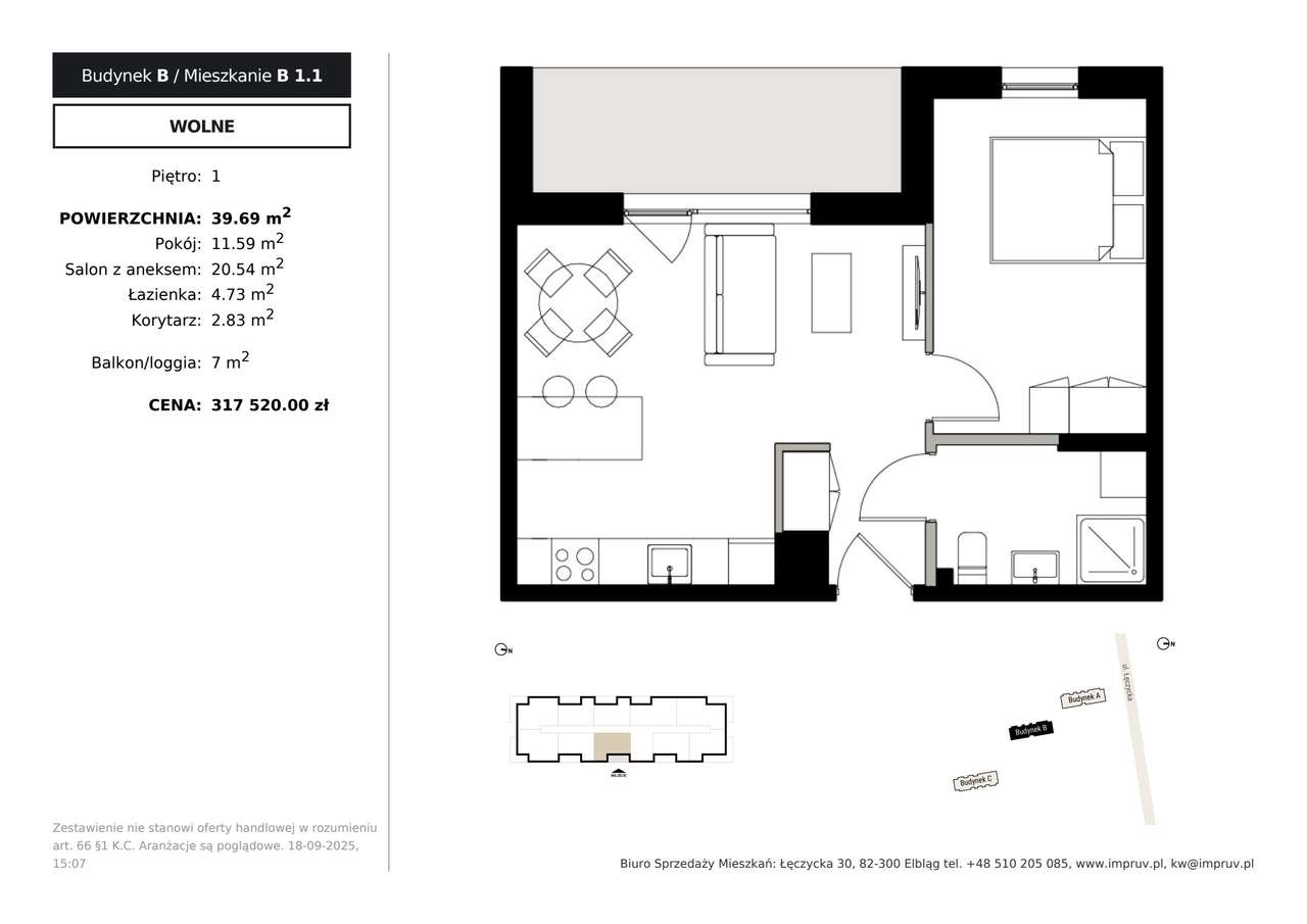 Osiedle Kameralne | mieszkanie 2-pok. | B 1.1 - Pełny obrazek: 2/7