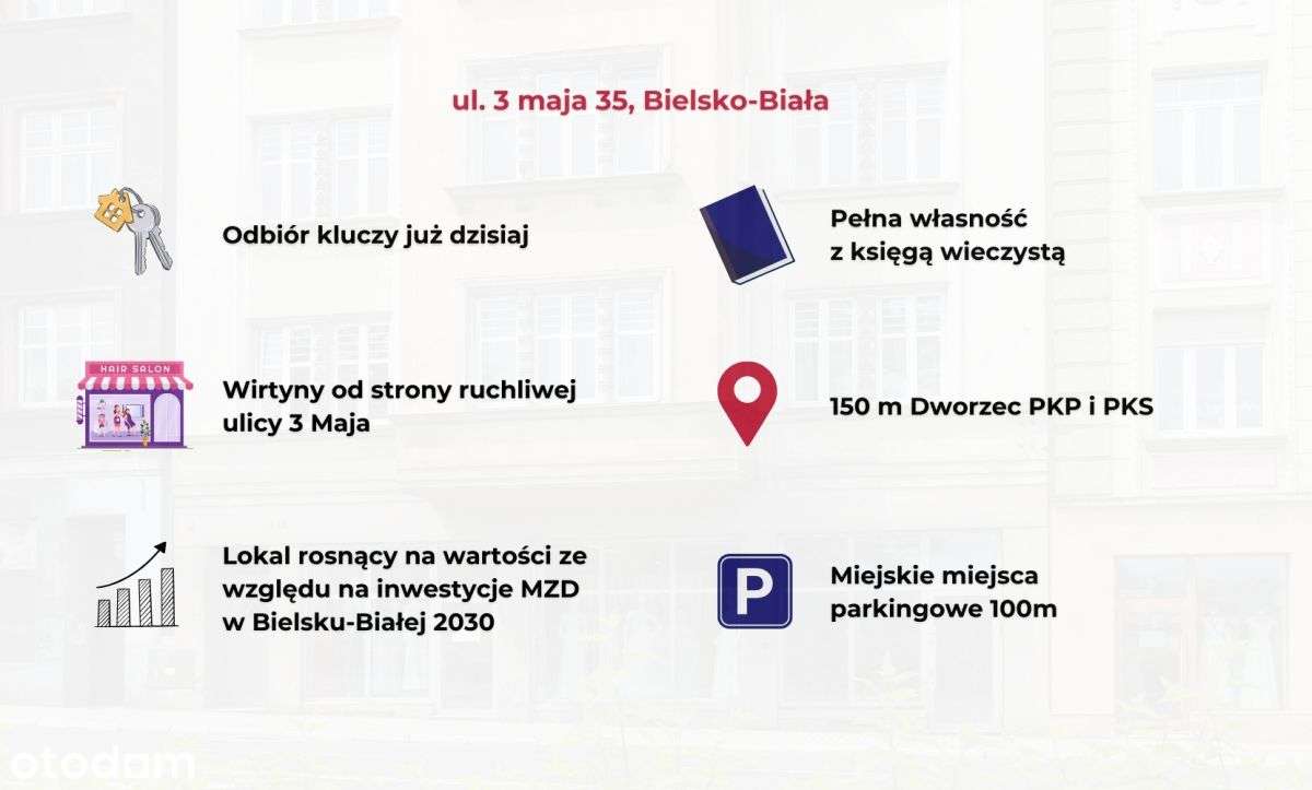 Lokal inwestycyjny | Wynajęty | Roi 8,5%+ | 3 Maja-6