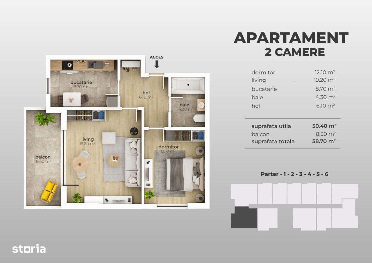 Apartament 2 camere , Aparatorii Patriei - metrou