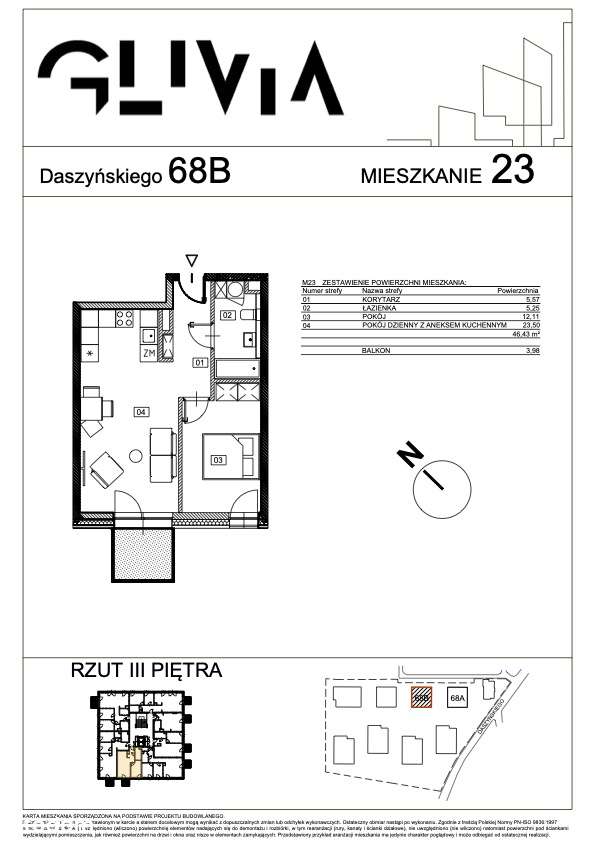 REZERWACJA Mieszkanie B23 - słoneczne dwupokojowe mieszkanie. - Pełny obrazek: 2/7