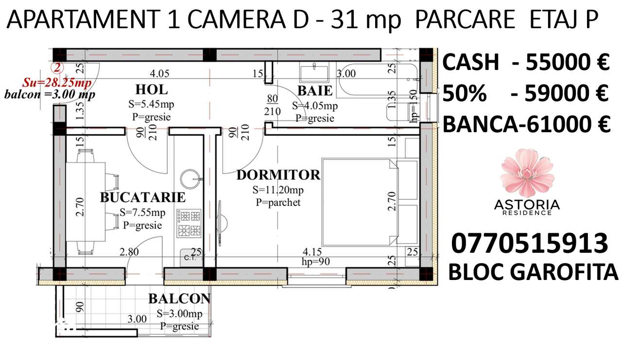 Capat CUG Apartament 1 camera D 31 mp  str Garofita  Lunca Cetatuii - Imagine principală: 2/12