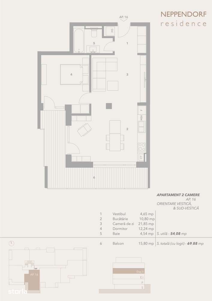 INTABULAT! - ap 2 camere -54 mp -terasa 15mp --0