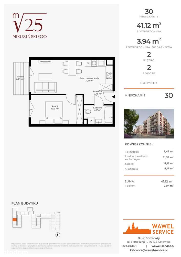 2-pokojowe mieszkanie 41m2 + balkon Bezpośrednio - Pełny obrazek: 2/9