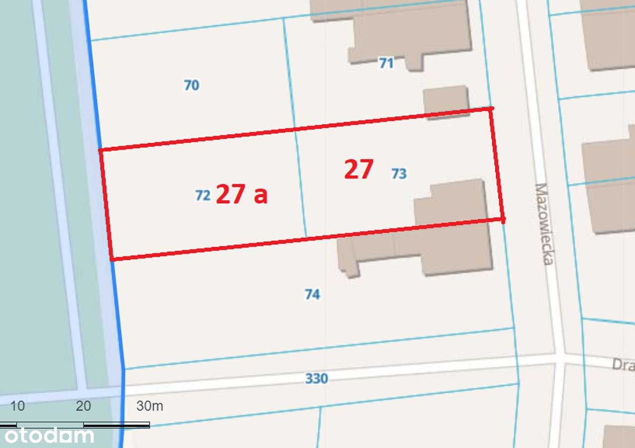 Na sprzedaż działka budowlana  996 mkw ul Mazowiecka 27 / 27a.