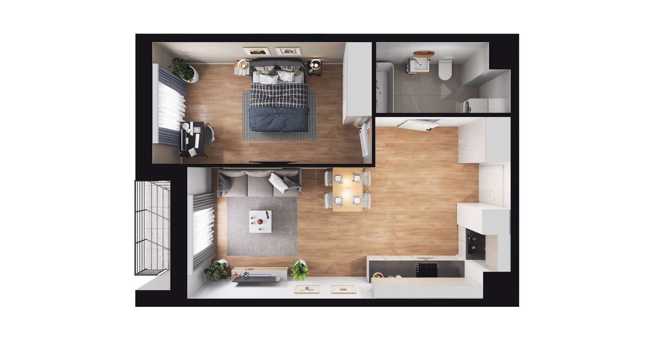 2-pokojowe mieszkanie 44m2 + loggia Bez Prowizji - Pełny obrazek: 2/8