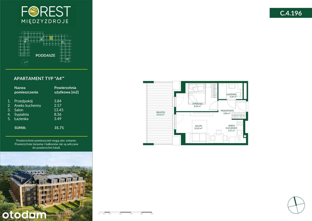 Forest Międzyzdroje | apartament 2-pok. | C.4.196 - Pełny obrazek: 4/9