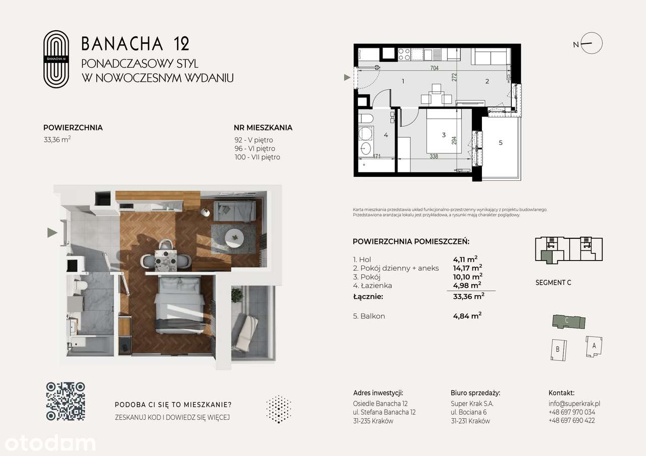 2-pokojowe mieszkanie 33m2 + balkon Bez Prowizji - Pełny obrazek: 2/9