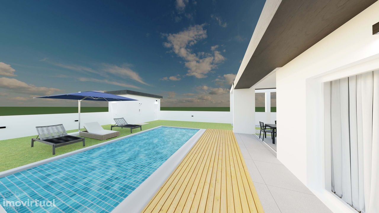 ESPETACULAR MORADIA TÉRREA T4 COM 220M2 DE ÁREA, PISCINA E JARDIM INTE