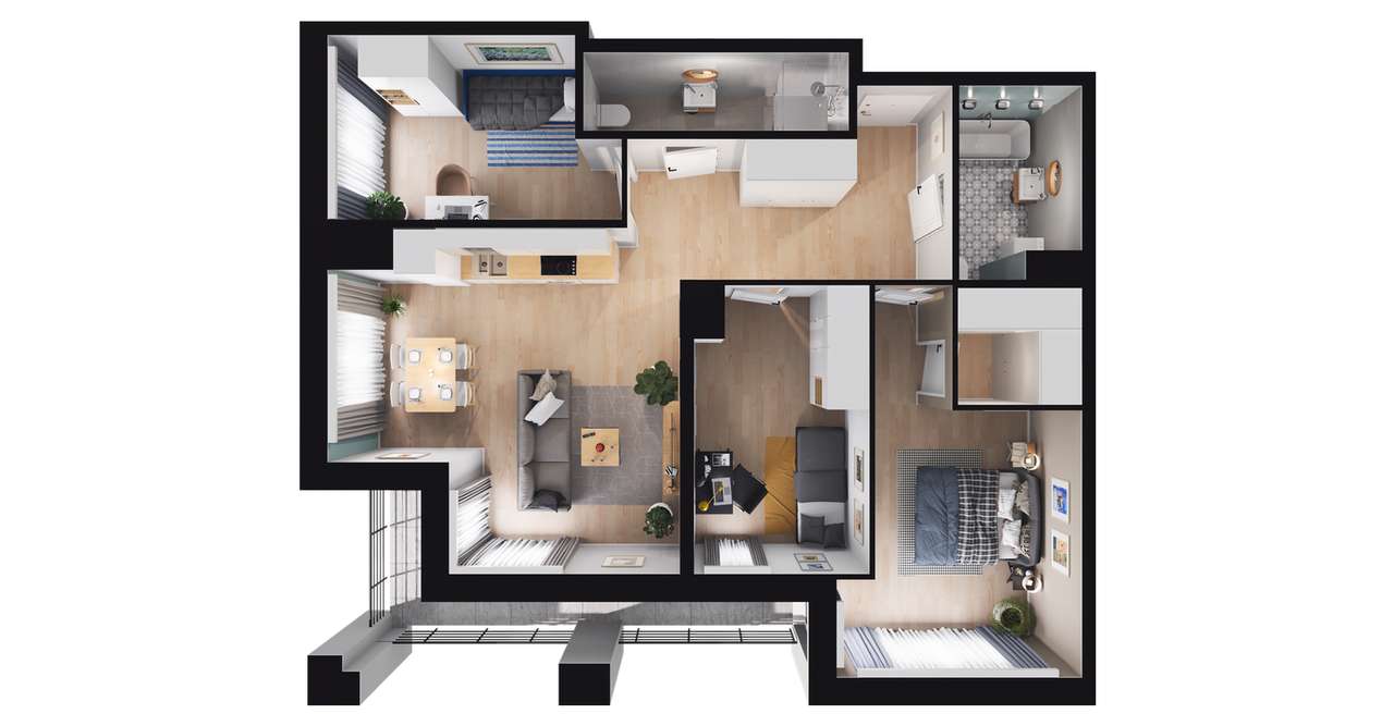 4-pokojowe mieszkanie 76m2 + loggia Bezpośrednio - Pełny obrazek: 3/9