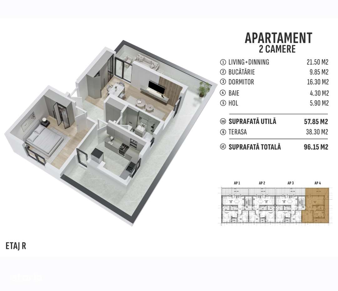 Apartament 2 camere cu terasa Prelungirea Ghencea Bragadiru