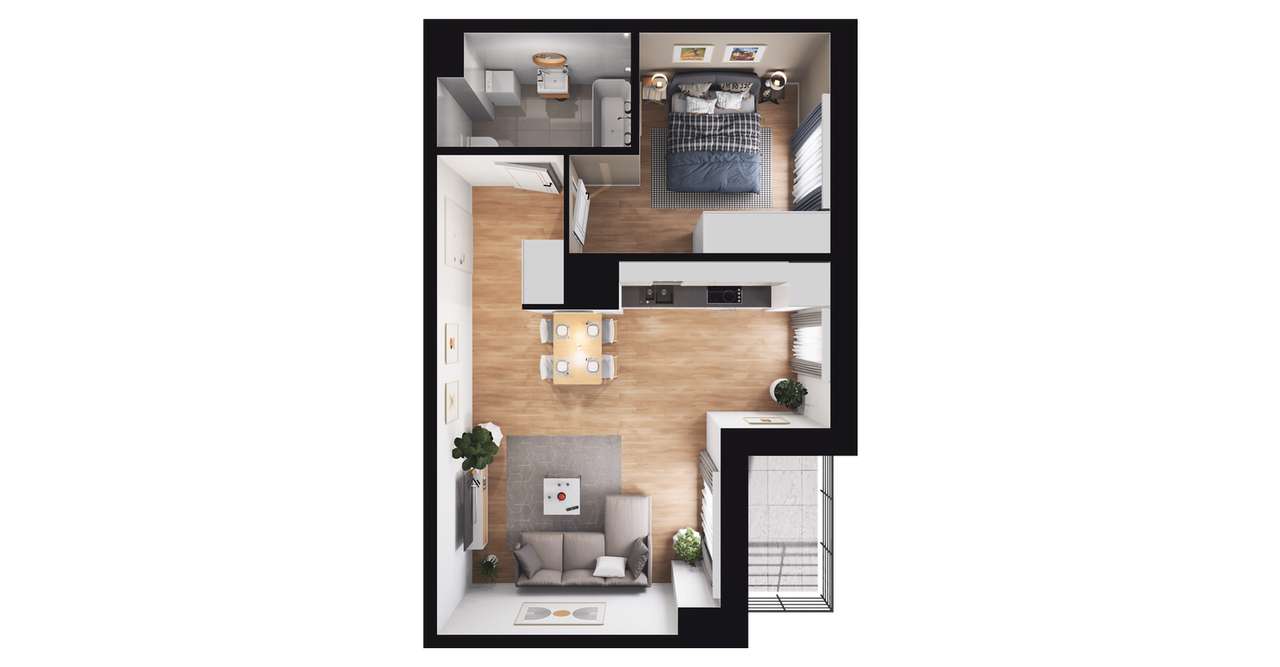 2-pokojowe mieszkanie 42m2 + balkon Bezpośrednio - Pełny obrazek: 2/8