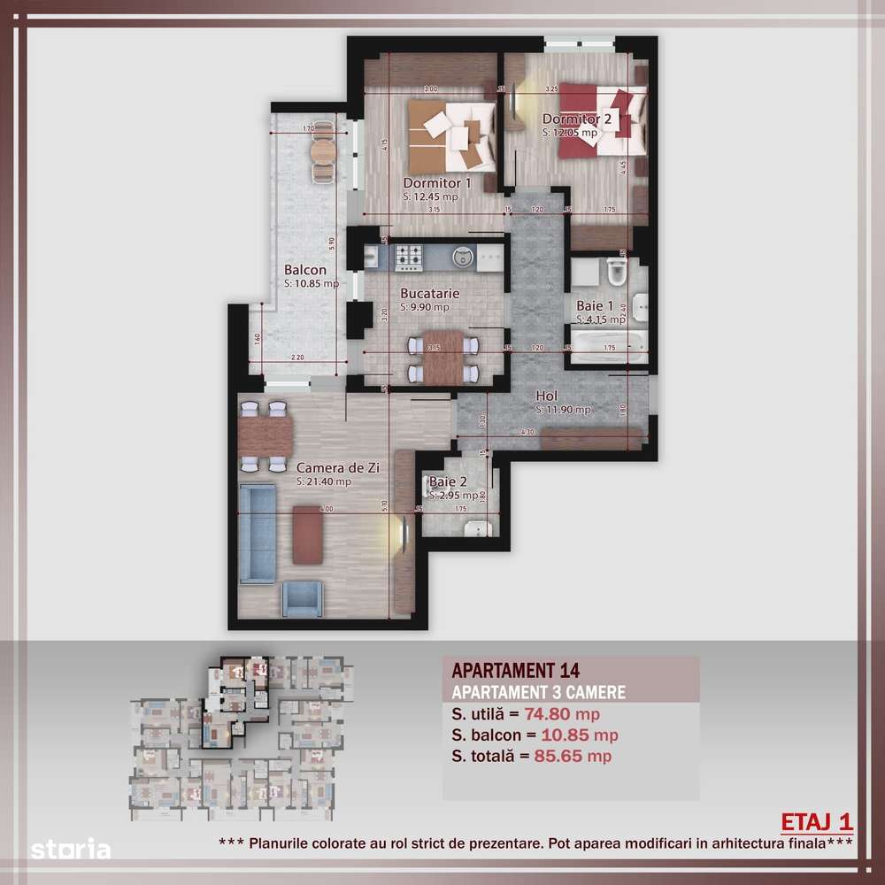 AP. 3CAM SPATIOS IN BLOC P+3 -FINISAJE PREMIUM / PALLADY! - Imagine principală: 2/5
