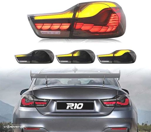 FAROLINS OLED PARA BMW SERIE 4 F32 F33 F36 F82 13-18 LIGHT BAR LED VERMELHO FUMADO - 1