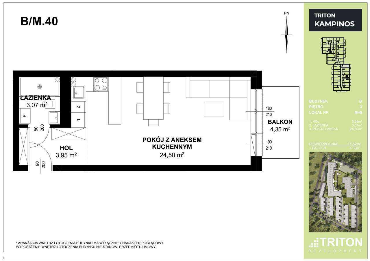 1-pokojowe mieszkanie 31m2 + balkon Bezpośrednio - Pełny obrazek: 2/5