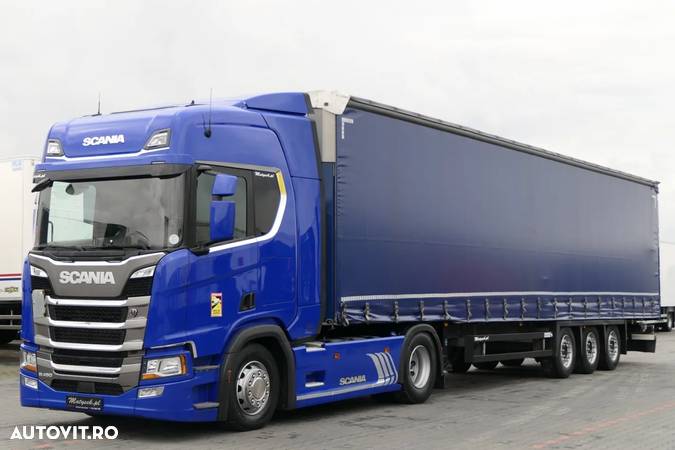 Scania R 450 / RETARDER / EURO 6 / LED / NAVI + SCHMITZ / CURTAINSIDER / LIFTED ROOF / - 1