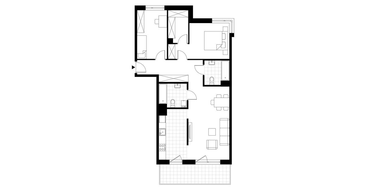 3-pokojowe mieszkanie 78m2 + loggia - Pełny obrazek: 3/8