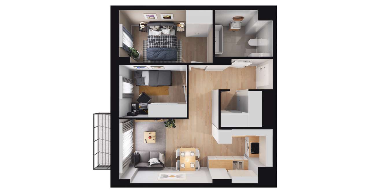 3-pokojowe mieszkanie 49m2 Bez Prowizji - Pełny obrazek: 2/8