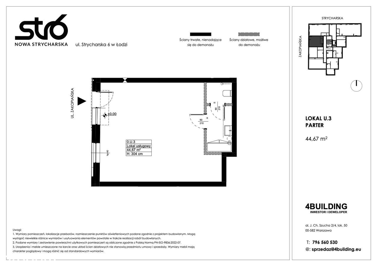 Nowy lokal użytkowy U.3, 44,67 m² PROMOCJA - Pełny obrazek: 2/13