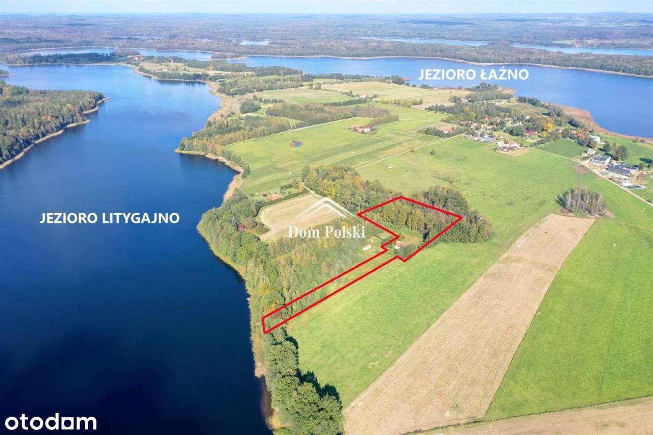Siedlisko 1,3 ha z linią brzegową jeziora - Borki