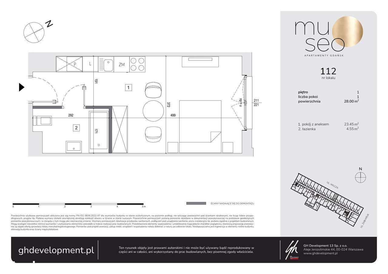 1-pokojowe mieszkanie 28m2 Bez Prowizji - Pełny obrazek: 2/7
