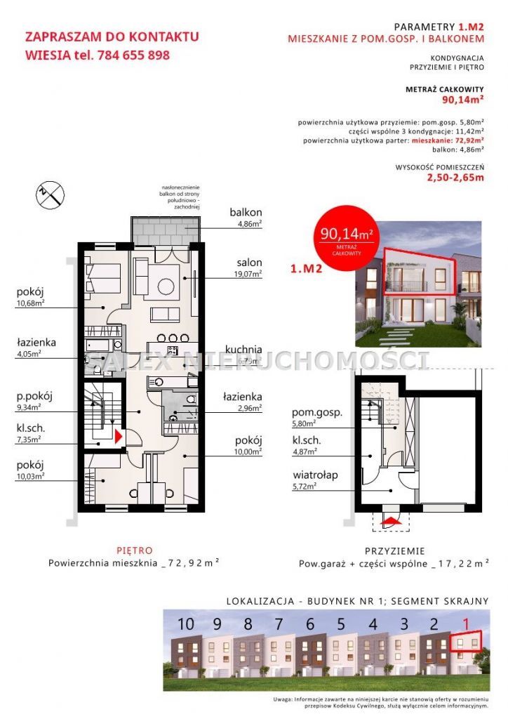 Mieszkanie 4 Pokoje 90,14 m2, I piętro 470.000 Pln