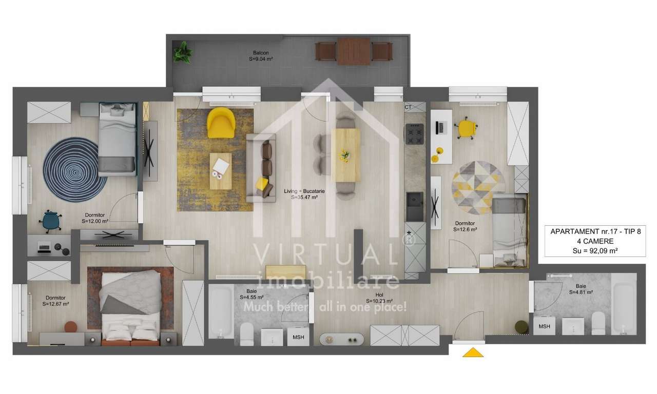 Apartament cu 4 camere 92,09 mp+balcon |Doamna Stanca - Imagine principală: 2/5