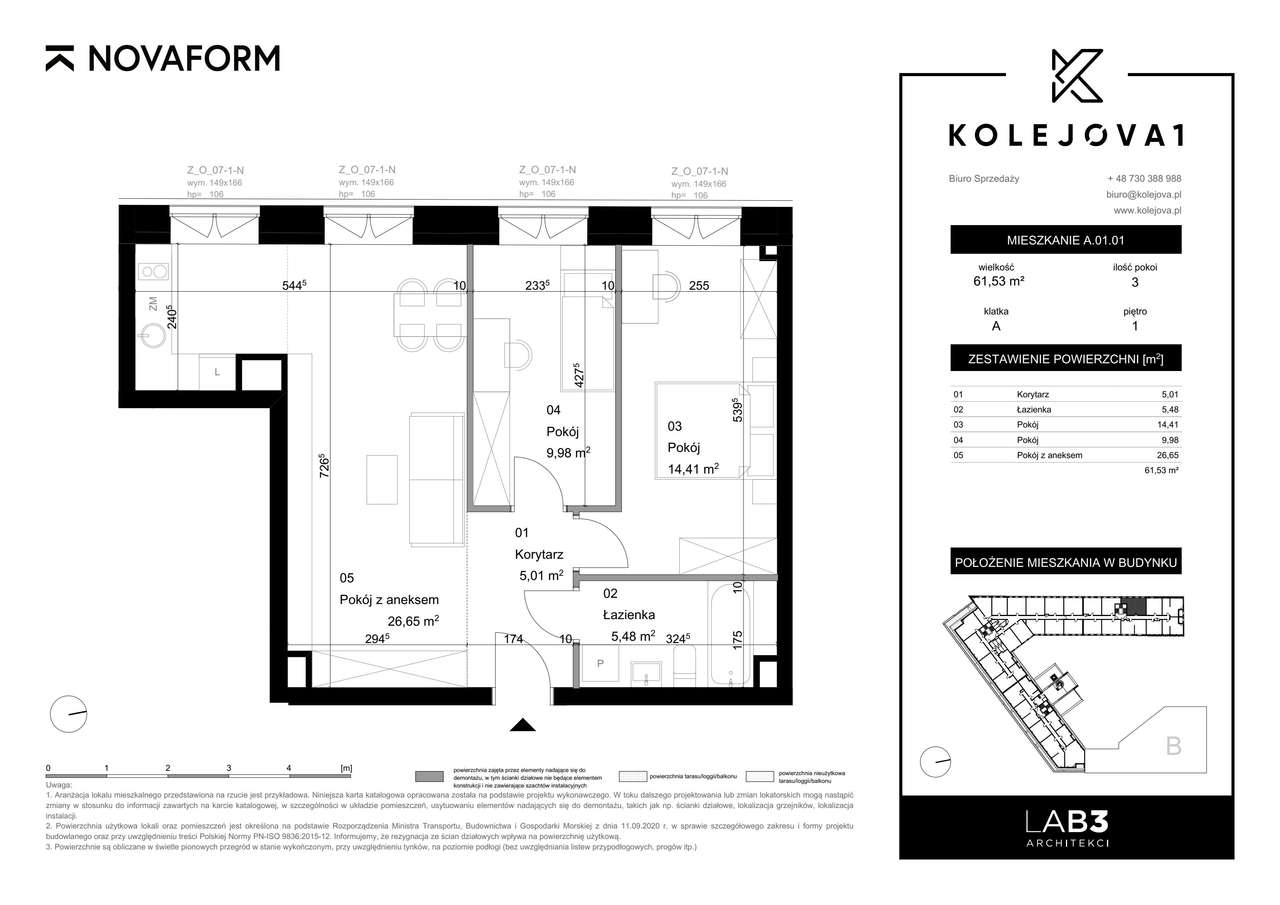 Kolejova 1 | mieszkanie 3-pok. | A.01.01 - Pełny obrazek: 2/9