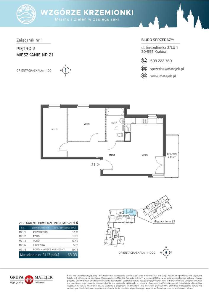 Wzgórze Krzemionki II | mieszkanie 3-pok. | 21 - Pełny obrazek: 2/7