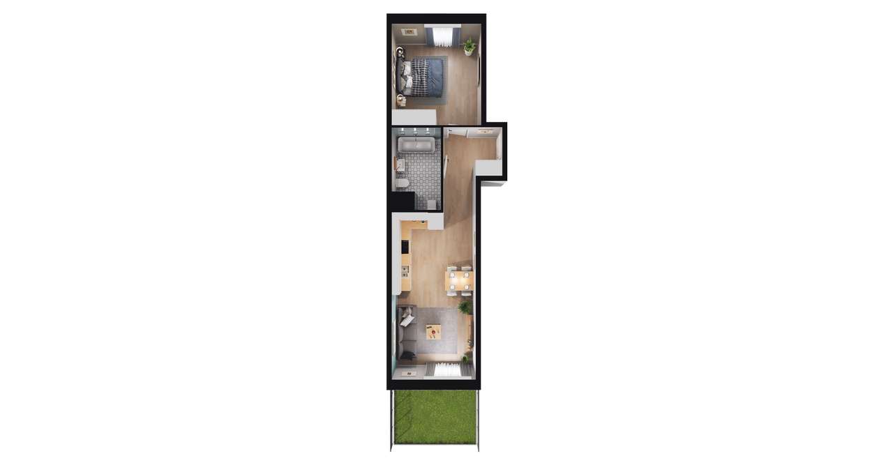 2-pokojowe mieszkanie 43m2 + ogródek Bezpośrednio - Pełny obrazek: 2/8