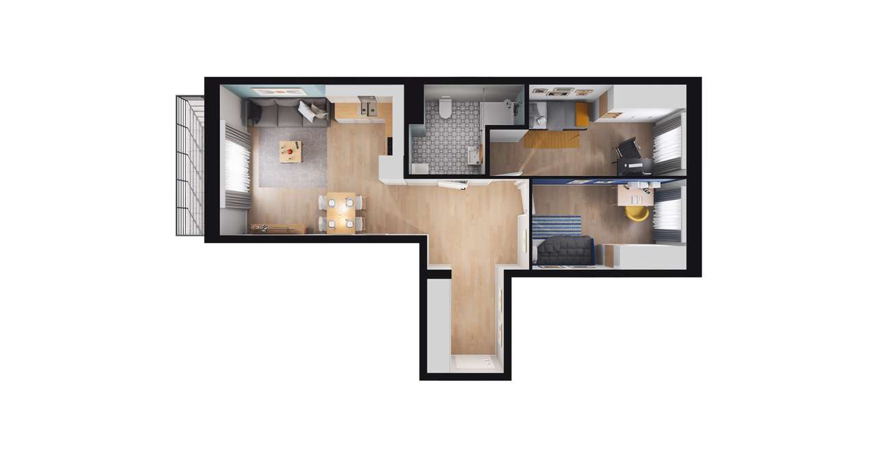 3-pokojowe mieszkanie 54m2 + balkon Bezpośrednio - Pełny obrazek: 2/8